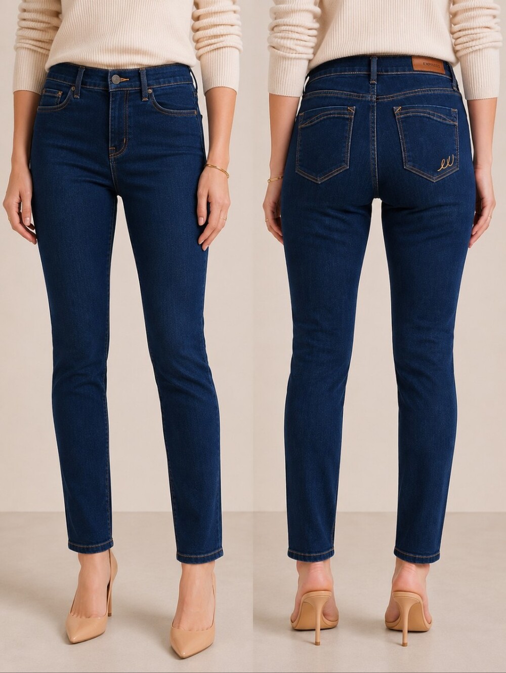 👖✨🤎 Express Jeans Women's Mid Rise Skinny Dark Wash Indigo Stretch Denim Sz 6R